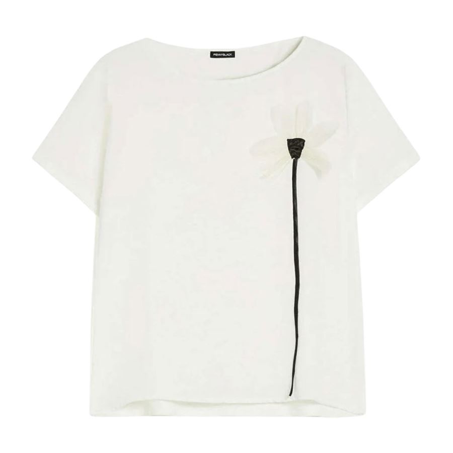 Onda T-shirt in jersey e crêpe de Chine Penny Black | 2511971033200002